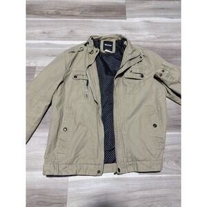 Wantdo Field Jacket Mens Large Beige Cotton Military Utility Full Zip Bomber